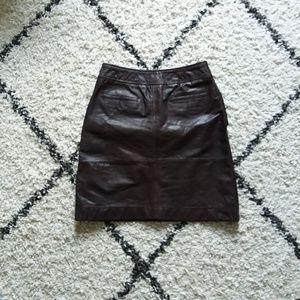 Martin+Osa chocolate brown mini leather skirt